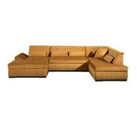 Lisa Design - Canapé Panoramique d'angle Droit - Vermont en Velours - Grand Sofa XXL Jaune 7 Places - Salon