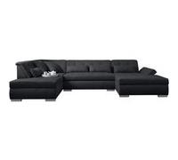 Lisa design Canapé panoramique d'angle gauche Vermont 7 places XXL Noir