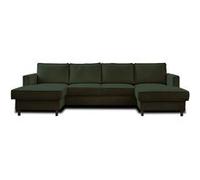Canape angle fixe 7 places en polyester vert 289 x 289 x 84 cm
