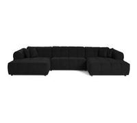 Lisa design Canapé panoramique en U Ray 7 places en tissu texturé Noir