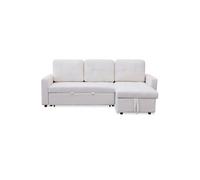 Canape angle fixe menzzo 3 places en tissu beige 146 x 221 x 85 cm