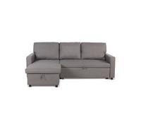 Menzzo Canapé d'angle convertible Baleares – angle réversible, tissu gris clair L215×P133×H83 cm