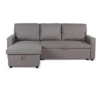 MENZZO Canapé convertible avec angle réversible Baleares Tissu Gris clair -L215 x P133 x H83 cm