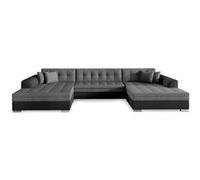 Canape angle fixe menzzo 6 places en simili-cuir gris 165 x 126 x 80 cm Noir / Gris G