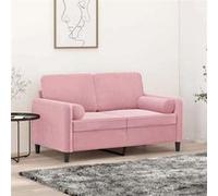 vidaXL Canapé 2 places avec oreillers décoratifs rose 120 cm velours 3200874