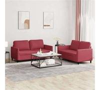 Canape angle fixe 2 places en simili-cuir rouge 77 x 140 x 80 cm