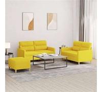 Vidaxl Ensemble De Canapés 3 Pcs Avec Coussins Jaune Clair Tissu Jaune