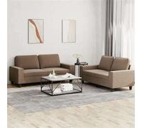 Ensemble de Canapés 2 pcs, Sièges avec Coussins, Canapés avec Accoudoirs et Dossier, Meubles avec Repose-pied Salon, Moderne, Marron Tissu