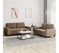 vidaXL Ensemble de canapés 2 pcs marron tissu