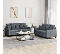 vidaXL Ensemble de canapés 2 pièces avec coussins velours gris foncé