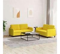 Canape angle fixe 2 places en velours jaune 77 x 138 x 80 cm