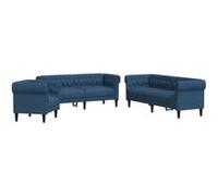vidaXL Ensemble de canapés 3 pièces en tissu bleu