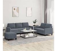 vidaXL Ensemble de canapés 3 pcs velours gris foncé avec coussins