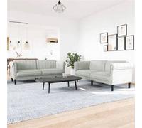 Vidaxl Ensemble De Canapés 2 Pcs Gris Clair Velours Gris