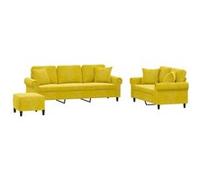 Vidaxl Ensemble De Canapés 3 Pcs Avec Coussins Jaune Velours Jaune