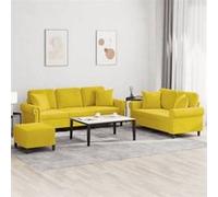 vidaXL Ensemble de canapés 3 pièces Velours jaune avec coussins