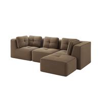 Canapé angle modulaire marron en corde avec méridienne 3 places profond sans montage nécessaire