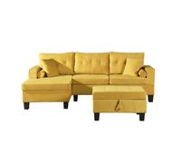 Canapé avec méridienne HOME DELUXE ROM - Velours jaune
