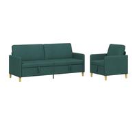 Canapé avec rangement 2 unités vert foncé polyester avec cadre en métal | Siège rabattable, espace caché, coussins amovibles, structure stable, style polyvalent