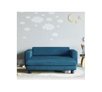 vidaXL Canapé pour enfants avec repose-pieds velours bleu 100x50x30 cm