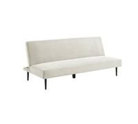 Canapé banquette convertible 3 places velours côtelé crème piétement métal L 180 x P 100 x H 74.5 cm - Max