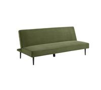 Canapé banquette convertible 3 places velours côtelé kaki piétement métal L 180 x P 100 x H 74.5 cm - Max