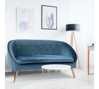 IDMarket Canapé banquette Sonia en velours bleu