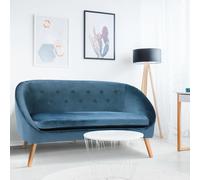 Canapé Banquette En Velours Sonia Bleu Bleu