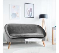 IDMarket – Canapé banquette Sonia 2 places en velours gris