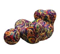Canapé, Canapé De Compression avec Pouf, Fauteuil Tonneau De Loisirs, Rembourrage en Mousse à MéMoire De Forme, Confort Moelleux, pour Salon, Chambre,Red Roses,102×115×92cm