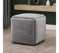 Canapé carré empilable - Tabouret ottoman gigogne 5 en 1, siège cube repose-pieds, pouf convertible pour salon, chambre à coucher, repose-pieds empilable, meuble polyvalent et élégant