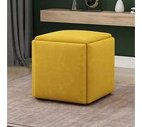 Canapé carré empilable - Tabouret ottoman gigogne 5 en 1, siège cube repose-pieds, pouf convertible pour salon, chambre à coucher, repose-pieds empilable, meuble polyvalent et élégant