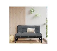 Vidaxl Canapé Central 120x80 Cm Noir Bois De Pin Massif