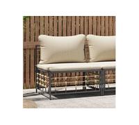 Canapé central de jardin avec coussin beige résine tressée