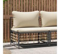Canapé central de jardin avec coussin gris foncé résine tressée vidaXL