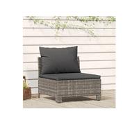 Canapé central de jardin avec coussin Gris Résine tressée, canapé d'extérieur, canapé sectionnel, canapé de patio, 362694