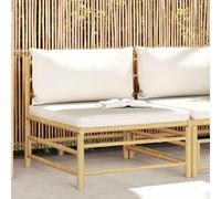Canapé Central de Jardin avec Coussins Blanc Crème Bambou Extérieur vidaXL