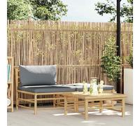 Canapé Central de Jardin avec Coussins Blanc Crème Bambou Extérieur vidaXL