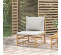 vidaXL Canapé central de jardin en bambou avec coussins gris clair