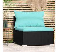Tuinmiddenbank met kussens poly rattan zwart317537