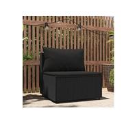 vidaXL Canapé Central de Jardin avec Coussins Noir résine tressée, canapé, canapé de Jardin, canapé Central sectionnel, canapé d'extérieur