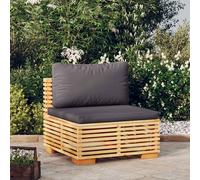 Canapé Central de Jardin avec Coussins Siège Gris Foncé Bois Teck Massif vidaXL