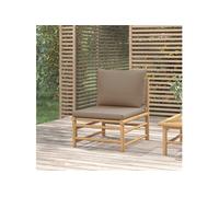 Canapé central de jardin avec coussins taupe bambou