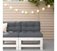 Canapé Central de Jardin Blanc en Bois de Pin Massif, Canapé d'Extérieur Modulaire avec Dossier Confortable pour Jardin, Terrasse ou Patio, Design à Lattes Rustique, 110 kg Capacité de Charge