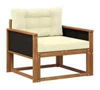 Canapé central d'extérieur en bois d'acacia massif naturel, résistant aux intempéries, avec rembourrage, module d'assise pour balcon ou terrasse, élément d'assise flexible pour espaces extérieurs