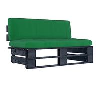 Canapé Central Palette Jardin Noir en Bois de Pin Imprégné - Salon d'Extérieur Modulaire avec Coussins Vert, Confortable et Résistant aux Intempéries pour Terrasse ou Jardin (110x65x55 cm)