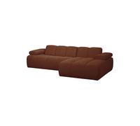 Canapé chaise longue droite bouclé marron rouille chiné Mojo