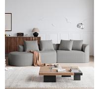Canapé Chenille : Canapé d'angle moderne, capitonné et surdimensionné, 4 places, assise extra profonde et large, canapé incurvé évoquant un nuage avec 4 coussins décoratifs, canapé modulable pour le