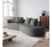 Canapé Chenille : Canapé d'angle moderne, capitonné et surdimensionné, 4 places, assise extra profonde et large, canapé incurvé évoquant un nuage avec 4 coussins décoratifs, canapé modulable pour le