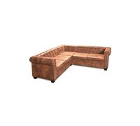 vidaXL Canapé d'angle Chesterfield 5 plcs Cuir artificiel Marron